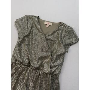 GB Girls, Silver Metallic Jumpsuit Size Small Wide Leg Party Sparkle